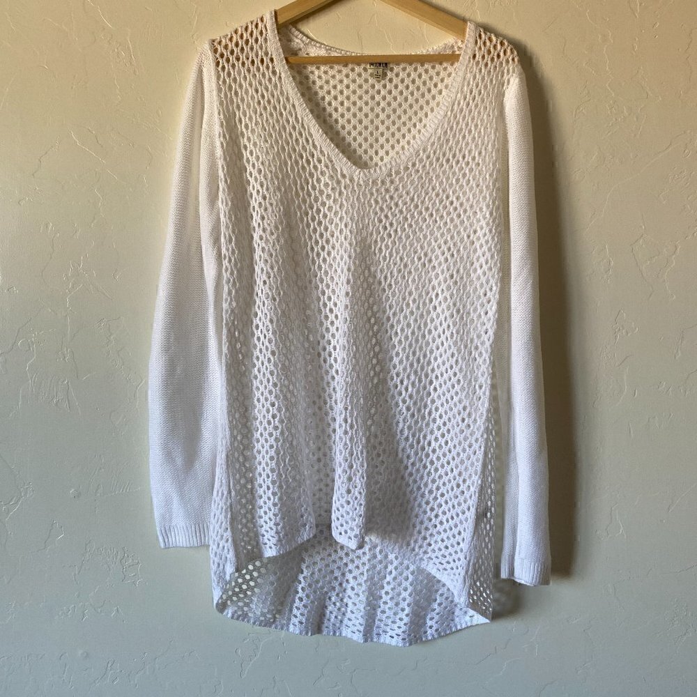 14th & Union Open Crochet Knit Sweater Size Large